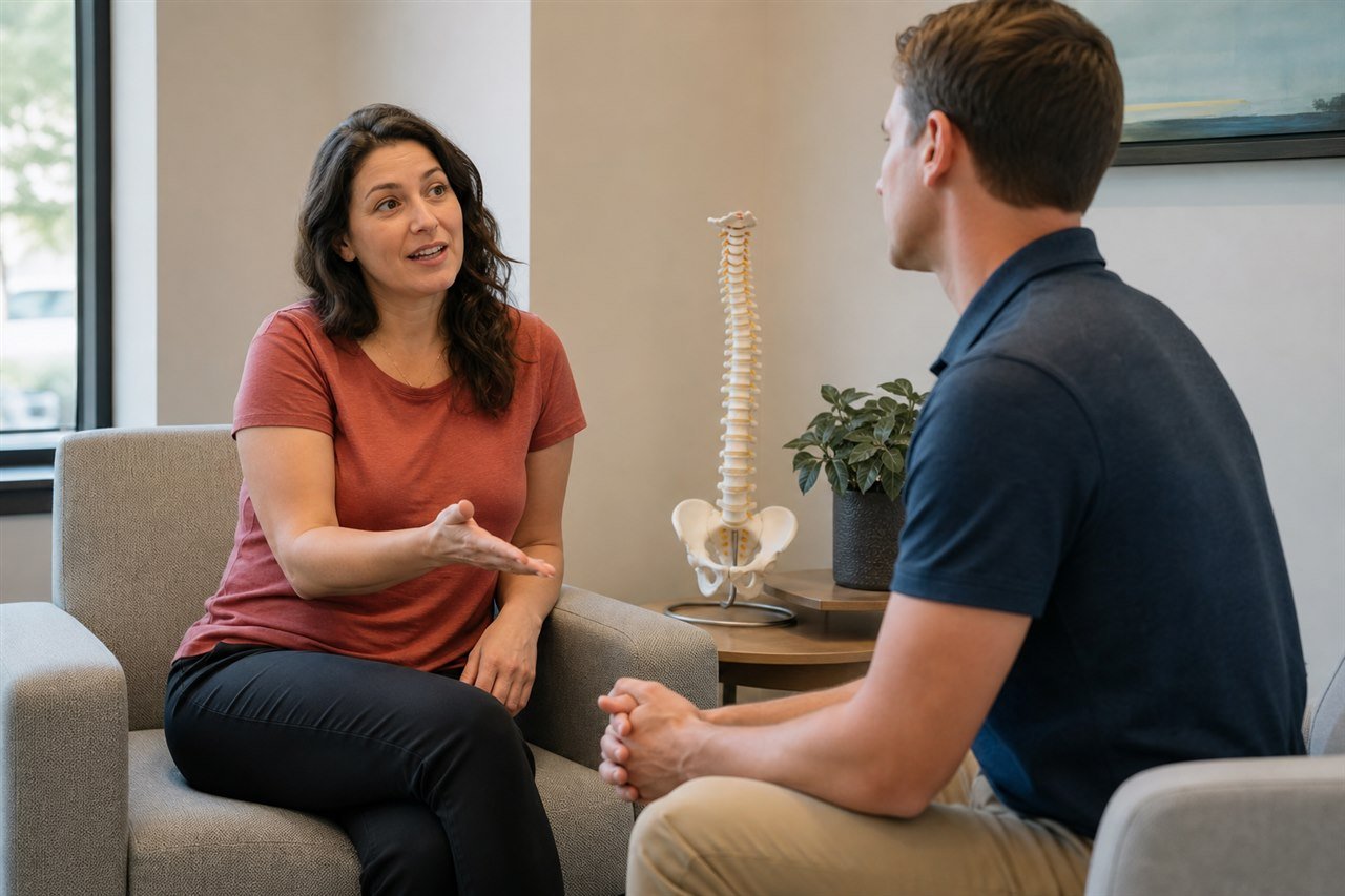 A patient asking questions during a healthcare conversation